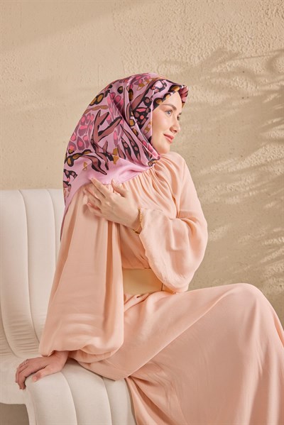 Twill İpek Mercan Eşarp Pembe  90x90