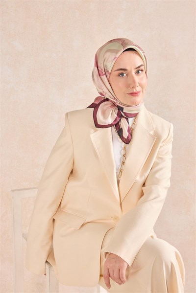 Twill İpek Petal Eşarp Gül Kurusu 90x90