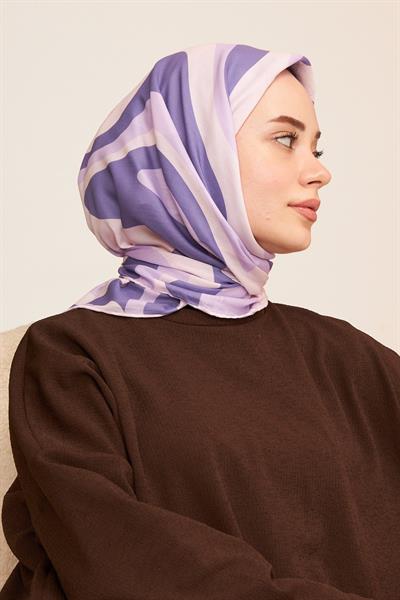 Twist Lila Mor Pamuk Viskon Eşarp Modeli