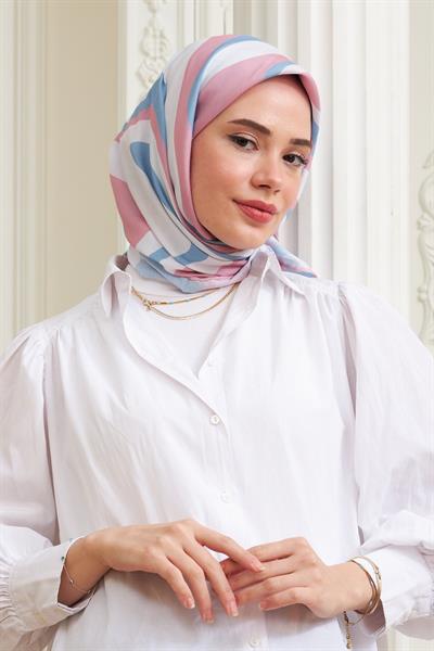 Twist Pudra Mavi  Pamuk Viskon Eşarp