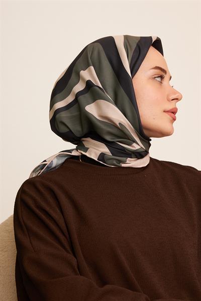 Twist Siyah Haki Pamuk Viskon Eşarp Modeli