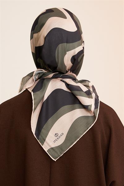 Twist Siyah Haki Pamuk Viskon Eşarp Modeli