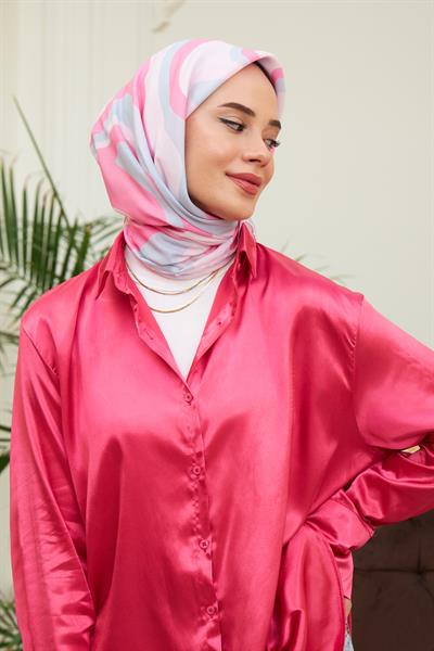 Twist Soft Mavi  Pamuk Viskon Eşarp