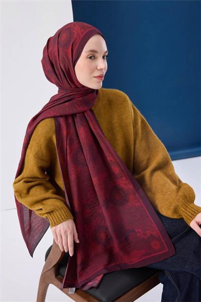 Urban Hours Aqua Whisper Koyu Kırmızı Mayda Şal 190x70