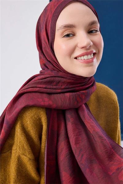 Urban Hours Aqua Whisper Koyu Kırmızı Mayda Şal 190x70