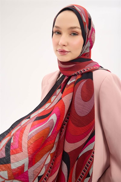 Urban Hours Lora Desen Koyu Siyah Mayda Şal 190x70