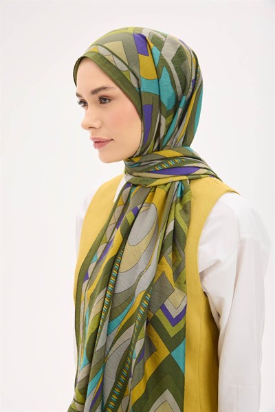 Urban Hours Lora Desen Koyu Yeşil Mayda Şal 190x70