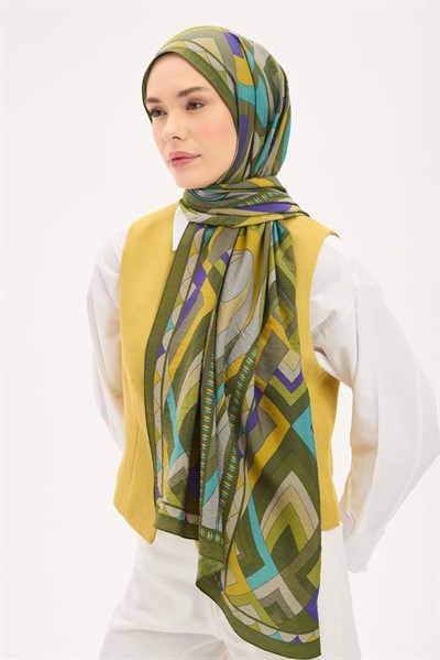 Urban Hours Lora Desen Koyu Yeşil Mayda Şal 190x70