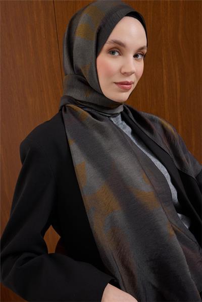 Viskon Mayda Şal Asit-Antrasit Dalga Desenli Tok Duruşlu 190x70