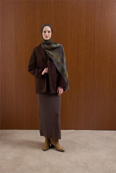 Viskon Mayda Şal Koyu Gri-Asit Dalga Desenli Tok Duruşlu 190x70