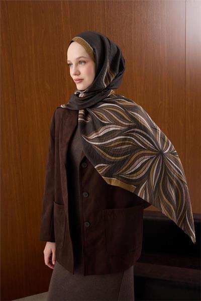 Viskon Karışımlı Mayda Şal Sarı Zemin Çok Renkli Desenli Tok Duruşlu 190x70