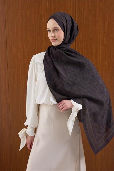 Viskon Mayda Şal Acı Kahve Zincir Desenli Tok Duruşlu 190x70