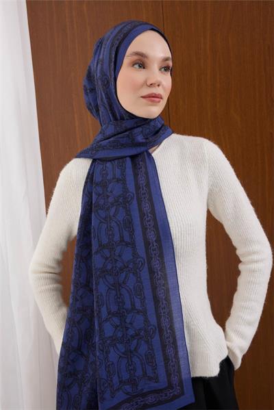 Viskon Mayda Şal Funda Zincir Desenli Tok Duruşlu 190x70