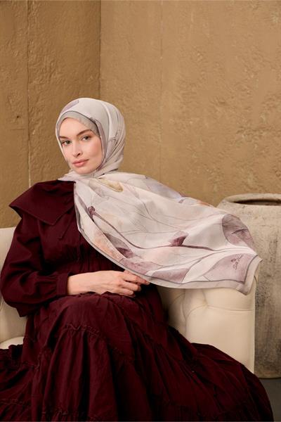 Polyester Velina Şal Gri-Gümüş Mor Yeşil Geçişli İpeksi Dokulu Hafif Yapılı 70x190