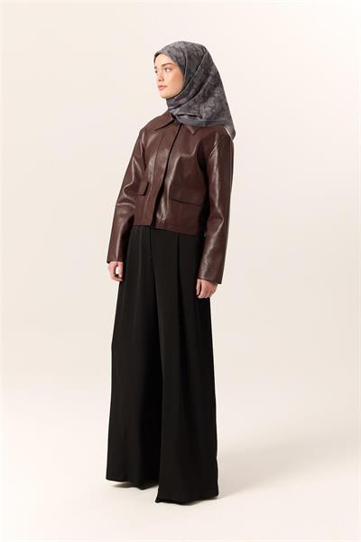 Viskon Karışımlı Velora Eşarp Koyu Gri-Gri Desenli Yumuşak Dokulu Tok Duruşlu 90x90