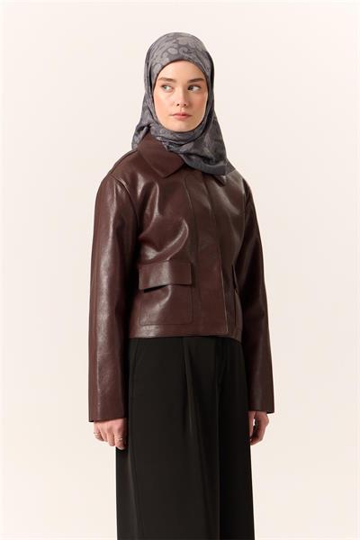 Viskon Karışımlı Velora Eşarp Koyu Gri-Gri Desenli Yumuşak Dokulu Tok Duruşlu 90x90