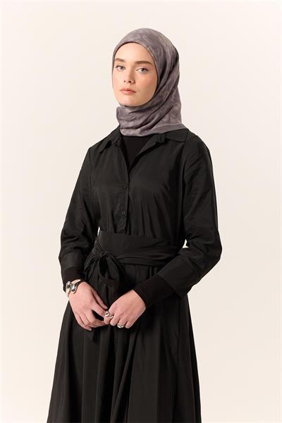 Viskon Karışımlı Velora Eşarp Gri-Duman Desenli Yumuşak Dokulu Tok Duruşlu 90x90