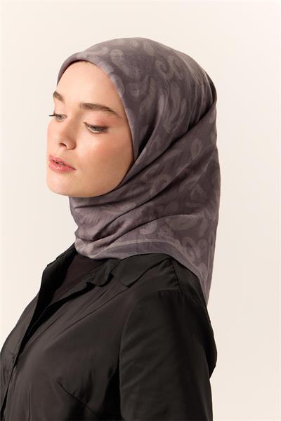 Viskon Karışımlı Velora Eşarp Gri-Duman Desenli Yumuşak Dokulu Tok Duruşlu 90x90