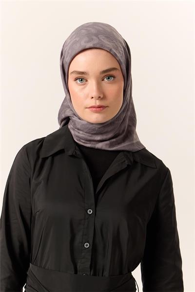 Viskon Karışımlı Velora Eşarp Gri-Duman Desenli Yumuşak Dokulu Tok Duruşlu 90x90
