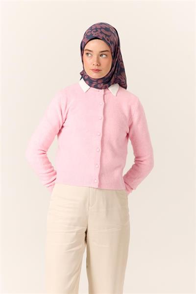 Viskon Karışımlı Velora Eşarp Gece Mavisi-Gül Kurusu Desenli Yumuşak Dokulu Tok Duruşlu 90x90