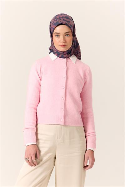 Viskon Karışımlı Velora Eşarp Gece Mavisi-Gül Kurusu Desenli Yumuşak Dokulu Tok Duruşlu 90x90