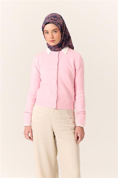 Viskon Karışımlı Velora Eşarp Gece Mavisi-Gül Kurusu Desenli Yumuşak Dokulu Tok Duruşlu 90x90