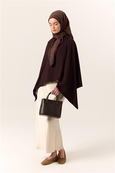 Viskon Karışımlı Velora Eşarp Acı Kahve-Kahverengi Desenli Yumuşak Dokulu Tok Duruşlu 90x90