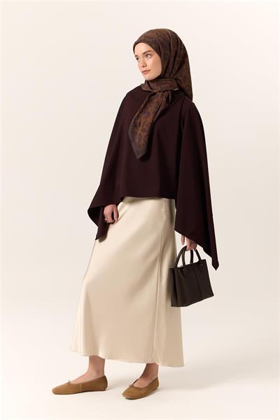 Viskon Karışımlı Velora Eşarp Acı Kahve-Kahverengi Desenli Yumuşak Dokulu Tok Duruşlu 90x90