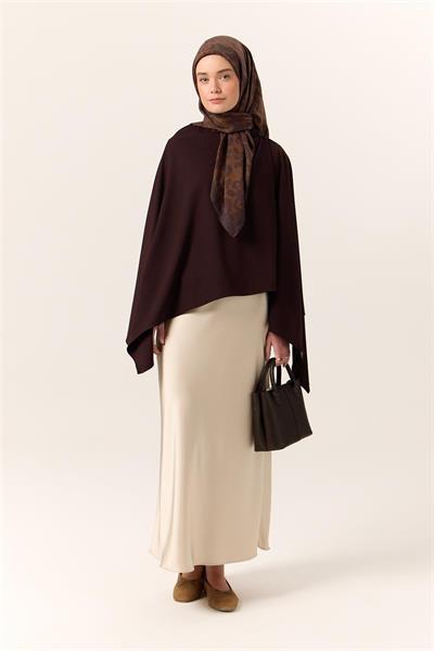 Viskon Karışımlı Velora Eşarp Acı Kahve-Kahverengi Desenli Yumuşak Dokulu Tok Duruşlu 90x90