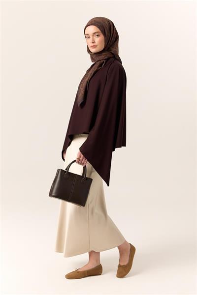 Viskon Karışımlı Velora Eşarp Acı Kahve-Kahverengi Desenli Yumuşak Dokulu Tok Duruşlu 90x90