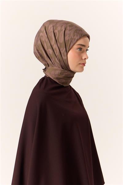 Viskon Karışımlı Velora Eşarp Kına Yeşili-Soluk Mor-Yeşil Desenli Yumuşak Dokulu Tok Duruşlu 90x90