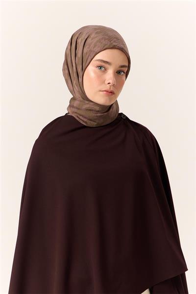 Viskon Karışımlı Velora Eşarp Kına Yeşili-Soluk Mor-Yeşil Desenli Yumuşak Dokulu Tok Duruşlu 90x90