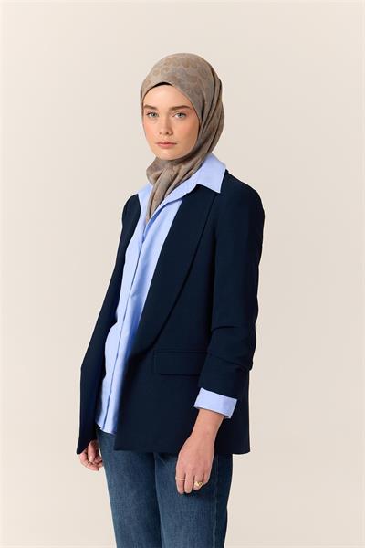 Viskon Karışımlı Velora Eşarp Gri-Bebe Mavi-Yağ Yeşili Desenli Yumuşak Dokulu Tok Duruşlu 90x90