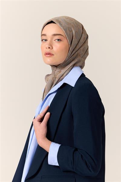 Viskon Karışımlı Velora Eşarp Gri-Bebe Mavi-Yağ Yeşili Desenli Yumuşak Dokulu Tok Duruşlu 90x90