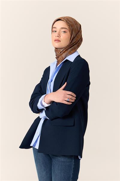Viskon Karışımlı Velora Eşarp Taba-Gri-Soğan Kabuğu Desenli İnce Dokulu Dökümlü 90x90