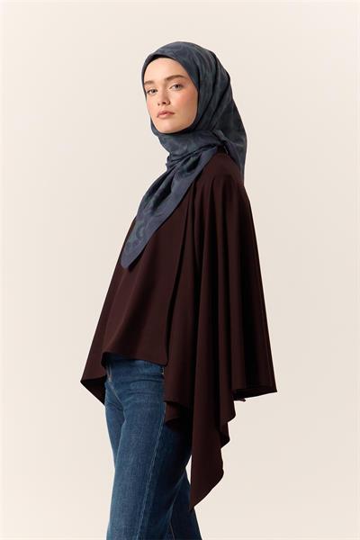 Viskon Karışımlı Velora Eşarp Petrol Yeşili-Petro Mavisi Desenli İnce Dokulu Dökümlü 90x90