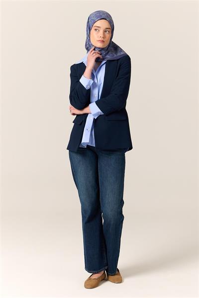 Viskon Karışımlı Velora Eşarp Mor-Gri Desenli İnce Dokulu Dökümlü 90x90