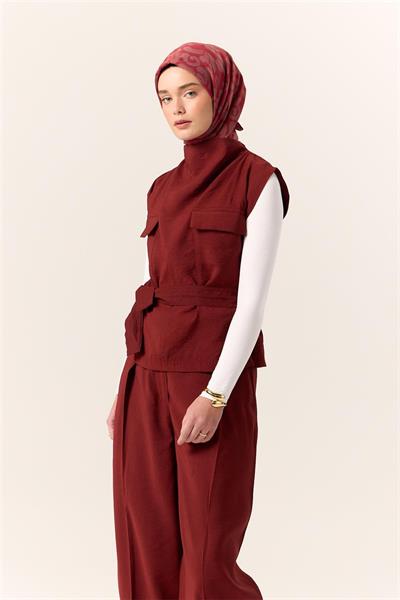 Viskon Karışımlı Velora Eşarp Narin Çiçeği-Bordo-Gri Desenli İnce Dokulu Dökümlü 90x90