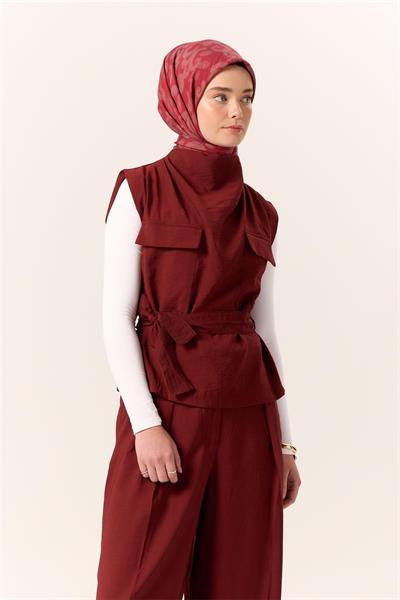 Viskon Karışımlı Velora Eşarp Narin Çiçeği-Bordo-Gri Desenli İnce Dokulu Dökümlü 90x90