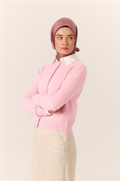 Viskon Karışımlı Velora Eşarp Rose-Pudra Desenli İnce Dokulu Dökümlü 90x90