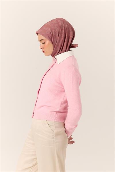 Viskon Karışımlı Velora Eşarp Rose-Pudra Desenli İnce Dokulu Dökümlü 90x90