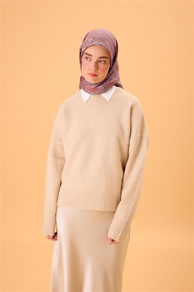 Viskon Karışımlı Velora Eşarp Duman-Leylak-Turuncu-Turkuaz Desenli İnce Dokulu Dökümlü 90x90