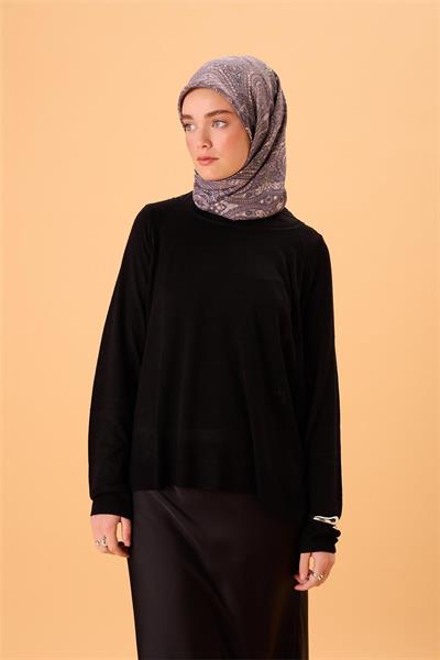 Viskon Karışımlı Velora Eşarp Gri-Krem-Koyu Gri Desenli İnce Dokulu Dökümlü 90x90