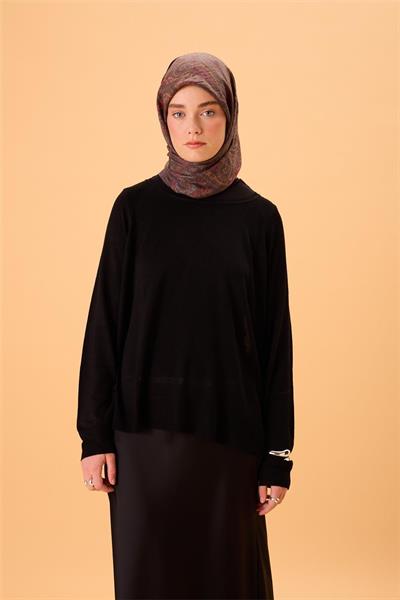 Viskon Karışımlı Velora Eşarp Koyu Mor-Fuşya Çelik Mavi Desenli Tok Duruşlu 90x90