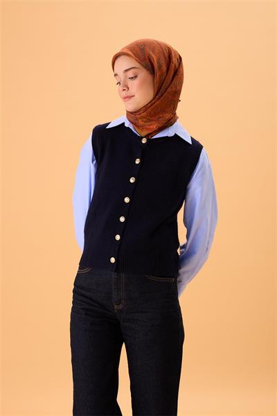 Viskon Karışımlı Velora Eşarp Yeşil Kahve-Turuncu Asit Desenli Tok Duruşlu 90x90