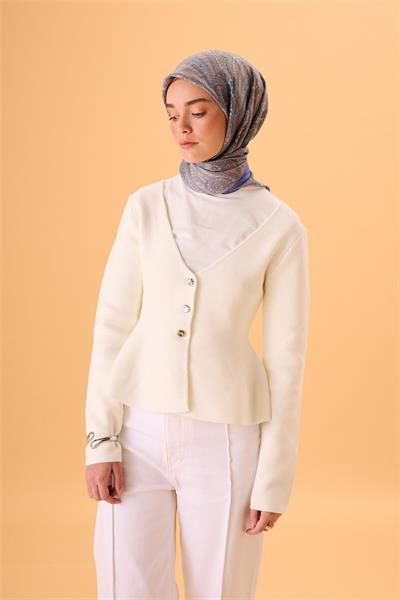 Viskon Karışımlı Velora Eşarp Mavi Lila-Pudra Desenli Dökümlü Yumuşak Dokulu 90x90