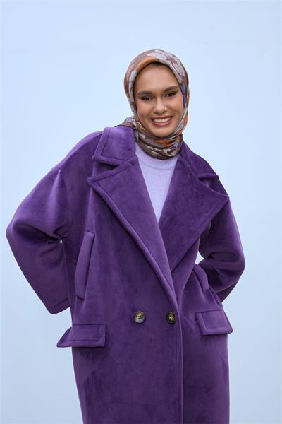 Viskon Velora Eşarp Kahverengi-Taş-Parlak Turuncu Desenli Kaymaz Dokulu Tok Duruşlu 90x90