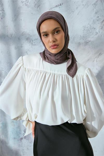 Viskon Velora Eşarp Füme-Gri Toprak Tonlu Tok Duruşlu Kaymaz Dokulu 90x90