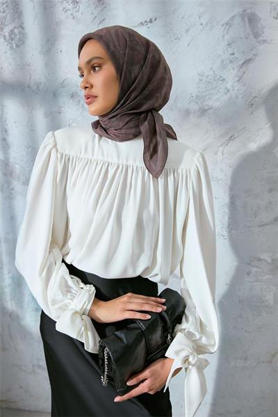 Viskon Velora Eşarp Füme-Gri Toprak Tonlu Tok Duruşlu Kaymaz Dokulu 90x90