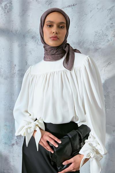 Viskon Velora Eşarp Füme-Gri Toprak Tonlu Tok Duruşlu Kaymaz Dokulu 90x90